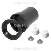 HAAS PE-Wand-WC-Anschlussstutzen, 180 mm, Deckkappen weiß, verschweißbar, schwarz