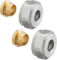 Oventrop Klemmringverschraubung Ofix CEP, 2-fach, Messing vernickelt, für Kupferrohre