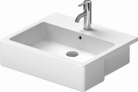 Duravit Halbeinbau-Waschtisch Vero, 55 x 47 cm, Einbau von oben, mit Hahnloch, Überlauf, Hahnlochbank