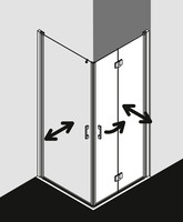 FORMAT Pro 2.0 Pendel-Falttür Eckeinstiegshälfte 2-tlg., silber hochglanz, links