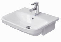 Duravit Halbeinbau-Waschtisch DuraStyle, 55 x 45,5 cm, Einbau von oben, mit Hahnloch, Überlauf, Hahnlochbank