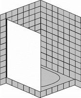 FORMAT Design 3.0 Walk-In Trennwand, HSP teilgerahmt, Kristallglas hell, links