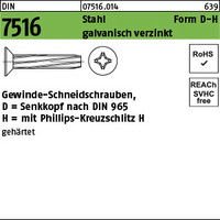 DIN 7516 Stahl Form D-H galvanisch verzinkt Senk-Schneidschrauben mit Kopf nach