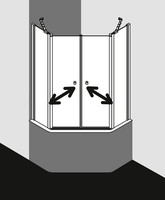 FORMAT Basic Pendeltür-Fünfeckduschkabine, Kerolan Fontana