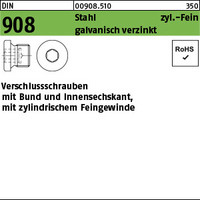 DIN 908 Stahl zyl.Fein galvanisch verzinkt Verschlussschrauben mit Bund und Inne