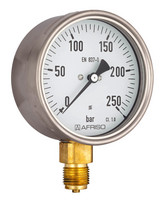 Afriso Rohrfeder-Standardmanometer RF100I D401 radial, G 1/2 B, Ø 100 mm, Edelstahl