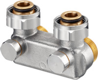 Oventrop Umlenkstück, Eck, mit Absperrung, Messing vernickelt