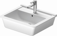 Duravit Einbau-Waschtisch Starck 3, 56 x 46,5 cm, Einbau von oben, mit Hahnloch, Überlauf, Hahnlochbank