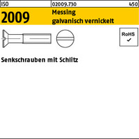 ISO 2009 Messing galvanisch vernickelt Senkschrauben mit Schlitz