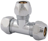 FORMAT Tec T-Stück, mit 3 Quetschverschraubungen, verchromt