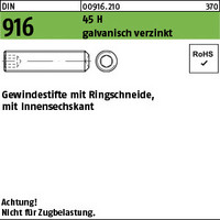 DIN 916 45 H galvanisch verzinkt Gewindestifte mit Ringschneide, mit Innensechsk
