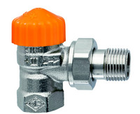 Heimeier Thermostat-Ventilunterteil Eclipse, Eck, Rotguss vernickelt