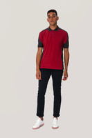 HAKRO Poloshirt Contrast Mikralinar®,rot/anthrazit,Gr.XS-6XL