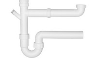ASW Doppelspülengeruchsverschluss, PP weiß, mit Schlauchanschluss einfach