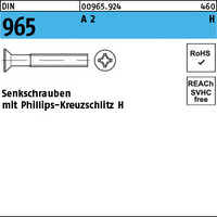 DIN 965 A 2 H Senkschrauben mit Phillips-Kreuzschlitz H