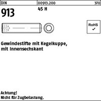 DIN   913 Gewindestifte mit Innensechskant und Kegelkuppe
