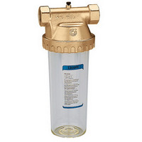 Caleffi Wasserfilter, Messing-Gehäuse, transparenter Kunststoffbehälter