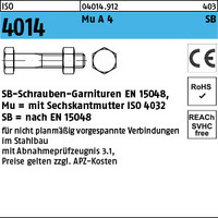 ISO 4014 Mu A 4 SB SB-Schrauben-Garnituren EN 15048, mit Sechskantmutter ISO 403