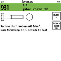DIN 931 8.8 galvanisch verzinkt Sechskantschrauben mit Schaft