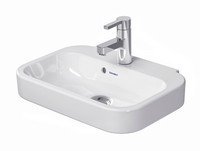 Duravit Handwaschbecken Happy D.2, 50 x 36 cm, mit Hahnloch, Überlauf, Hahnlochbank
