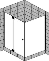 FORMAT Design 3.0 Ganzglas-Pendeltür mit Seitenwand, HSP teilgerahmt, Kristallglas hell, rechts