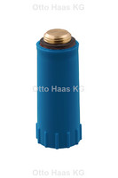 HAAS Baustopfen, Messing-Gewinde, schmal, Kaltwasserleitung, blau