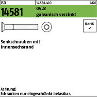 ISO 14581 04.8 galvanisch verzinkt Senkschrauben mit Innensechsrund