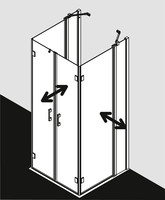 FORMAT Pro 2.0 U-Kabine Pendelfalttür mit Festfeldern, silber matt
