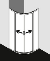 FORMAT Pro 2.0 VK-Gleittür mit Festfeldern, silber matt, bodenfrei, Radius 50 cm