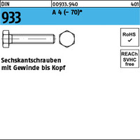 DIN 933 A 4 - 70 Sechskantschrauben mit Gewinde bis Kopf