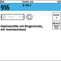 DIN 916 A 1/A 2 Gewindestifte mit Ringschneide, mit Innensechskant