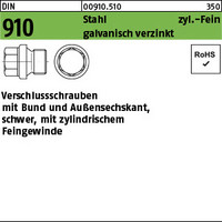 DIN 910 Stahl zyl.-Fein galvanisch verzinkt Verschlussschrauben mit Bund und Auß
